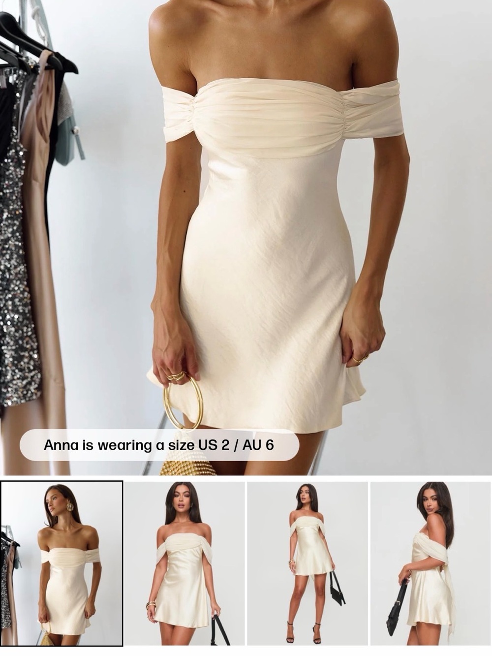 Princess Polly Cream Off-Shoulder Mini Dress